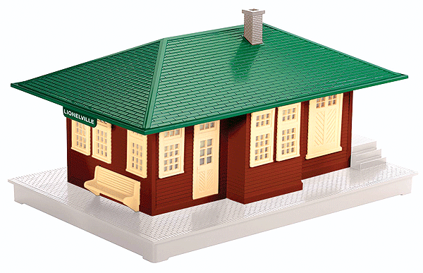 Wood Passenger Station w/Light & Sounds - Assembled -- 12-1/8 x 8-1/4 x 6-1/2"  30.8 x 21 x 16.5cm