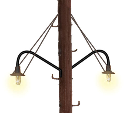 Scale Telephone/Utility Poles w/Lights - Kit -- pkg(6) (2 w/Transformer Details, 1 w/Working Lights) 7-1/2"  19.1cm Tall-3
