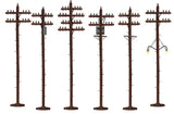 Scale Telephone/Utility Poles w/Lights - Kit -- pkg(6) (2 w/Transformer Details, 1 w/Working Lights) 7-1/2"  19.1cm Tall-4
