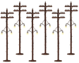 Scale Telephone/Utility Poles w/Lights - Kit -- Kit - 7-1/2"  19.1cm Tall pkg(6)-1