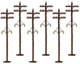 Scale Telephone/Utility Poles w/Lights - Kit -- Kit - 7-1/2"  19.1cm Tall pkg(6)-1