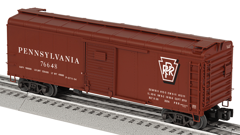 PRR X31A 40' Round-Roof Boxcar - 3-Rail - Ready to Run -- Pennsylvania Railroad #76648 (Tuscan, Shadow Keystone Logo)