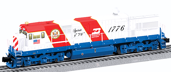Diesel Scale GE U30C w/RailSounds & Smoke - 3-Rail - Legacy Control -- Burlington Northern #1776 (Bicentennial, red, white, blue)