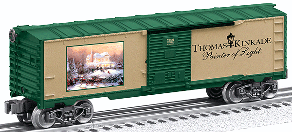 Steel Boxcar - Ready to Run - 3-Rail -- Thomas Kinkade(R) Painter of Light(TM) (green, gold)