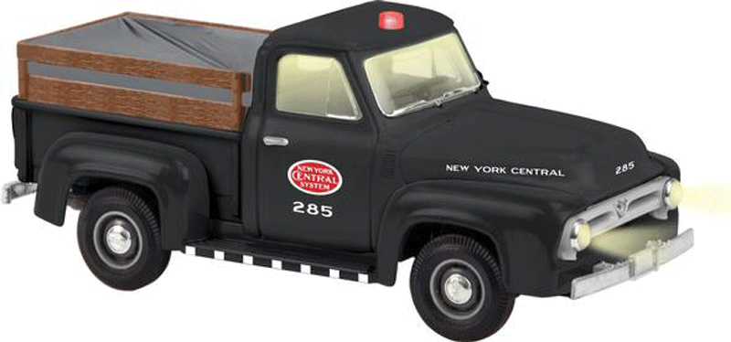 1955 MOW Pickup Truck w/Railroad Wheels - 3-Rail w/Command Control -- New York Central #285 (black, red System Logo)