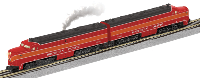Alco PA1 Powered A/Unpowered A Set w/Legacy Sound, Control - American Flyer( -- Southern Pacific #6009, 6010 (Daylight, black, orange, red)
