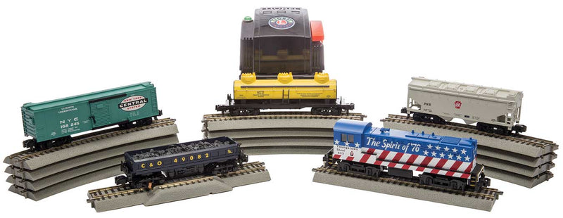 Northeast Ohio Mixed Freight Set - 2-Rail AC - American Flyer -- Youngstown Steel Baldwin, 4 Cars, Track & Pack