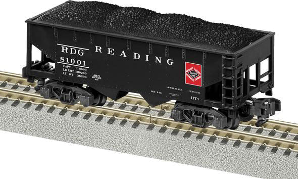 2-Bay Offset-Side Hopper w/Load - Ready to Run - American Flyer(R) -- Reading #81001 (black, red, Anthracite Logo)