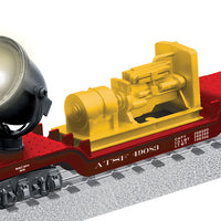 Depressed-Center Searchlight Car - Ready to Run - American Flyer(R) -- Santa Fe #49083 (Boxcar Red)