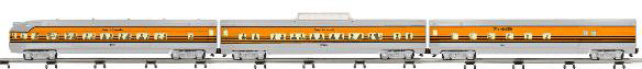 American Flyer(R) Streamlined Car 3-Pack - Ready to Run -- Denver & Rio Grande Western Coach, Vista Dome, Observation (4-Stripe Scheme)