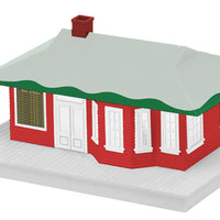 Winter Train Station -- Red, Green, Snow on Roof - Kit - 10 x 7-1/4 x 4-3/4"  25.4 x 18.4 x 12.1cm