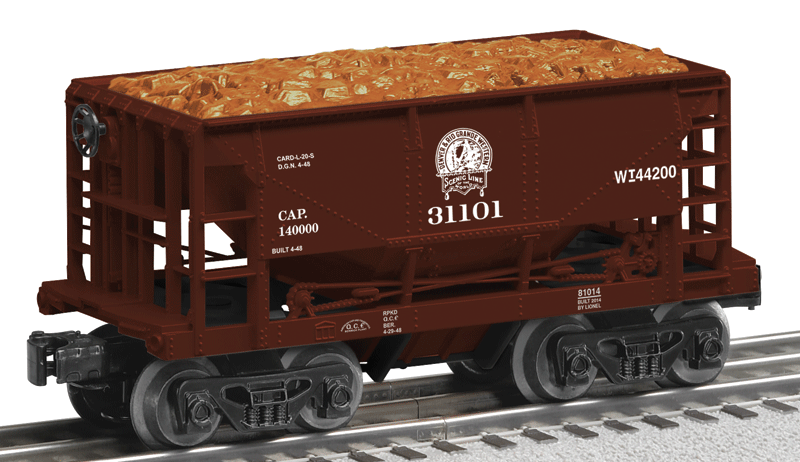 Ore Car - 3-Rail - Ready to Run -- Denver & Rio Grande Western #31101 (Boxcar Red, Royal Gorge Logo)-1