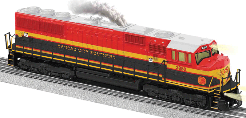 Scale EMD SD70MAC - 3-Rail w/Legacy RailSounds, Control & Smoke -- Kansas City Southern #3950 (Southern Belle, red, black yellow)
