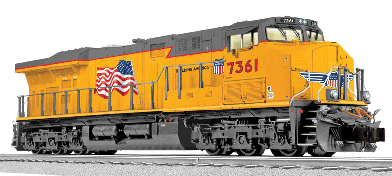 Scale GE ES44AC - 3-Rail w/Legacy RailSounds, Control & Smoke -- Union Pacific #7361 (Armour Yellow, gray, Building America & Flag Logo)