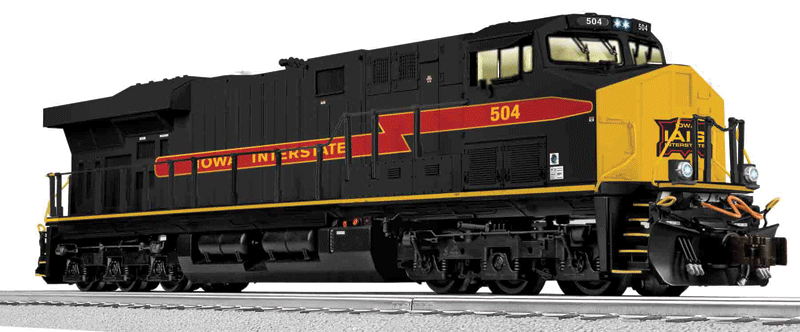 Scale GE ES44AC - 3-Rail w/Legacy RailSounds, Control & Smoke -- Iowa Interstate #504 (black, yellow, red)