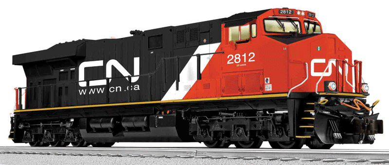 Scale GE ES44AC - 3-Rail w/Legacy RailSounds, Control & Smoke -- Canadian National #2812 (black, red, white, Website Noodle Logo)-1