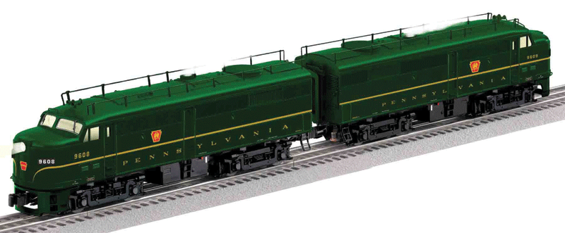 Scale Alco FA2 Powered A/Unpowered A - 3-Rail w/Legacy Sounds, Control & Smo -- Pennsylvania Railroad (Single Stripe, Brunswick Green, yellow)-1