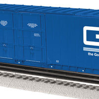 86' Hi-Cube Boxcar 2-Pack - 3-Rail - Ready to Run -- Grand Trunk Western #126342, 126312 (blue, white, Good Track Slogan)