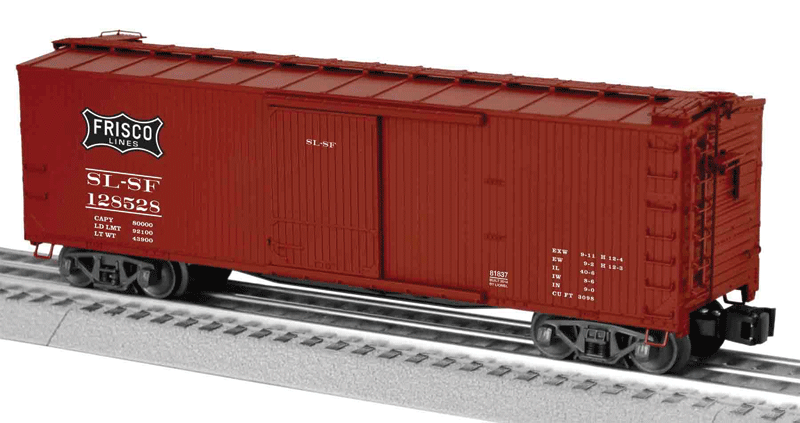 Double-Sheathed Wood Boxcar - 3-Rail - Ready to Run -- St. Louis-San Francisco #128528 (Boxcar Red, black, white; Small Frisco Logo-1