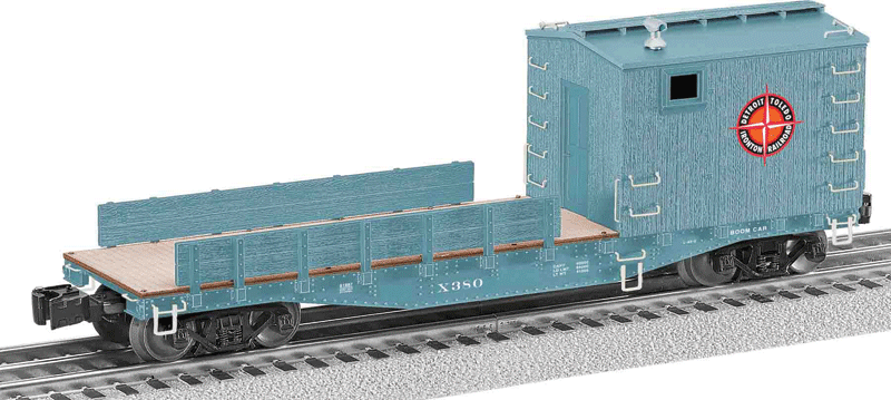 Scale Crane Boom Car w/Legacy RailSounds - 3-Rail - Ready to Run -- Detroit, Toledo & Ironton #X380 (blue, red, Compass Logo)-1