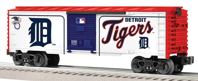 Boxcar - 3-Rail - Ready to Run - US Made -- Detroit Tigers (white, blue, red, Major League Baseball(TM) Series)-1