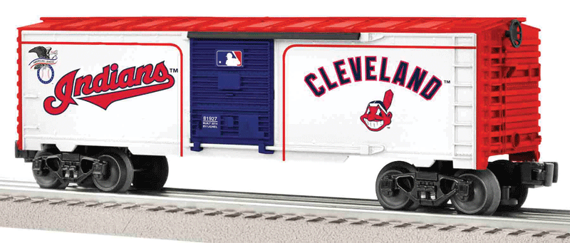 Boxcar - 3-Rail - Ready to Run - US Made -- Cleveland Indians (white, blue, red, Major League Baseball(TM) Series)-1