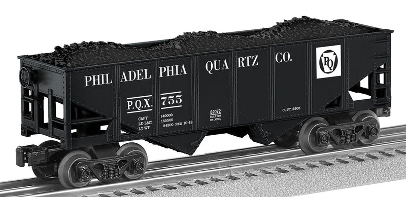 2-Bay Hopper w/Load - 3-Rail - Ready to Run -- Philadelphia Quartz #755 (black, white)