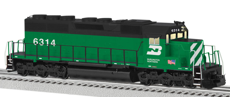 EMD SD40 - Scale 3-Rail w/Legacy Sound & Control -- Burlington Northern #6314 (Cascade Green, black, white)