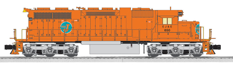 EMD SD38 - Scale 3-Rail w/Legacy Sound, Control & Smoke -- Elgin, Joliet & Eastern #654 (orange, green, Logo on Nose)