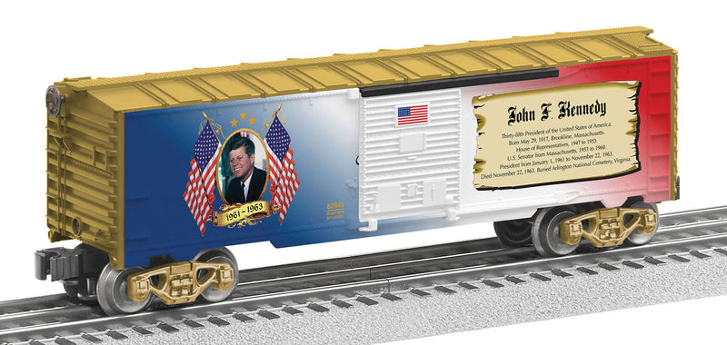 Boxcar - 3-Rail - Ready to Run -- Presidential Series John F. Kennedy (blue, white, red, gold)