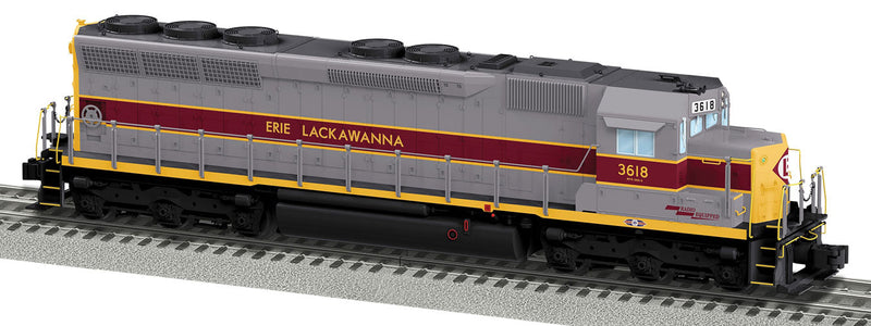 EMD SD45 - Scale 3-Rail w/Legacy Sound, Control & Smoke -- Erie Lackawanna #3618 (gray, maroon, yellow)