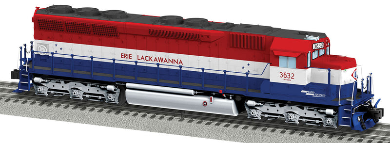EMD SD45 - Scale 3-Rail w/Legacy Sound, Control & Smoke -- Erie Lackawanna #3632 (Bicentennial, red, white, blue)