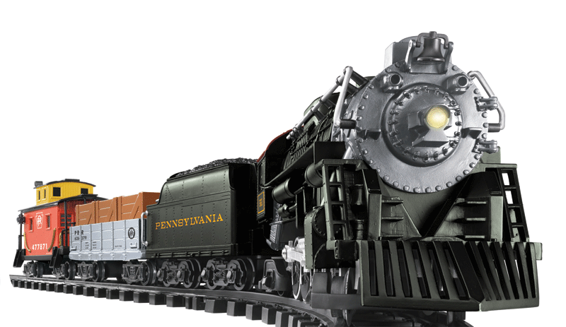 Steam Freight Battery Operated w/Sound -- Pennsylvania Flyer 2-8-2 Loco, Gondola, Caboose, 55 x 72" Oval & Remote-1