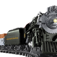 Steam Freight Battery Operated w/Sound -- Pennsylvania Flyer 2-8-2 Loco, Gondola, Caboose, 55 x 72" Oval & Remote