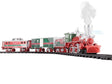 North Pole Express Battery-Operated Train Set -- Steam Locomotive, 2 Cars; Plastic Track (Double Oval), Remote Control-1