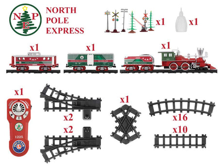 North Pole Express Battery-Operated Train Set -- Steam Locomotive, 2 Cars; Plastic Track (Double Oval), Remote Control-5