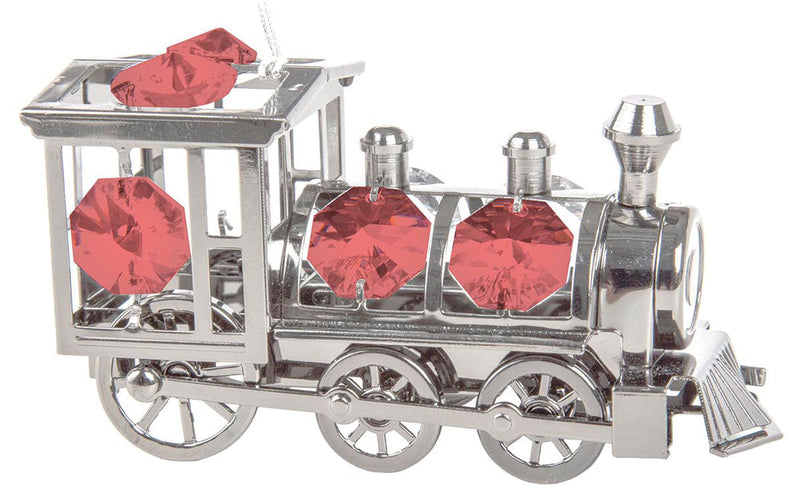 SILVER TRAIN WITH CRYTALS ORNAMENT
