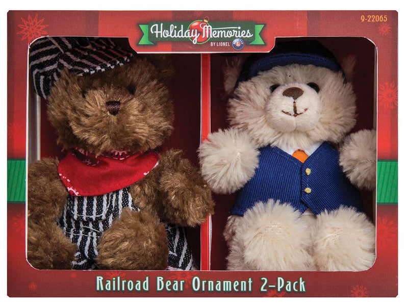 PLUSH RAILROAD BEAR ORNAMENT SET