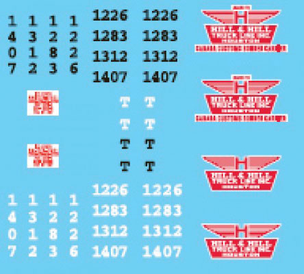 Vehicle Decal Set -- Hill & Hill Truck Lines