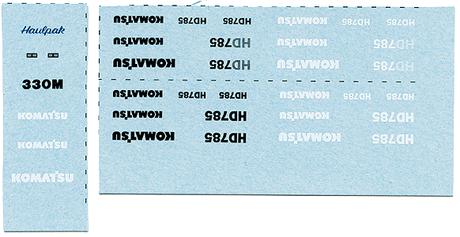 Zycon Models - Vehicle Decals -- For Kibri Komatsu HD785 or 330M Mine Truck (sold separately)