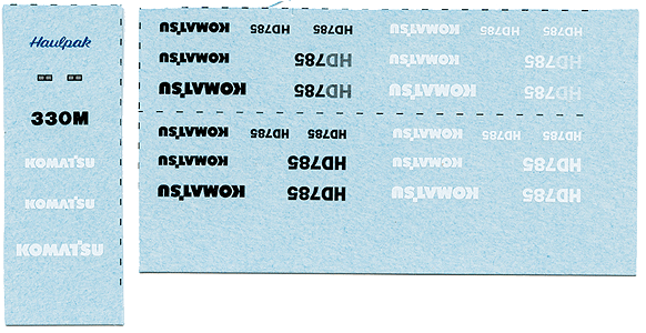 Zycon Models - Vehicle Decals -- For Kibri Komatsu HD785 or 330M Mine Truck (sold separately)