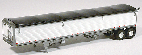 Wilson 43' Pacesetter Grain Trailer - Kit -- Molded Aluminum Parts w/Painted Panels (white) & Blue Tarp-1