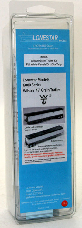 Wilson 43' Pacesetter Grain Trailer - Kit -- Molded Aluminum Parts w/Painted Panels (white) & Blue Tarp-4