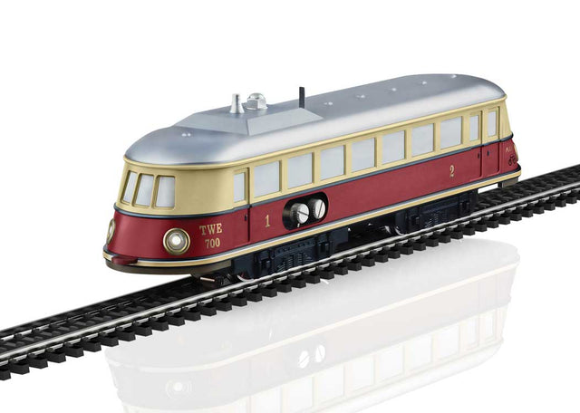 TWE 700 Replica Powered Rail Car - 3-Rail - Digital -- Red, Ivory, Silver-1