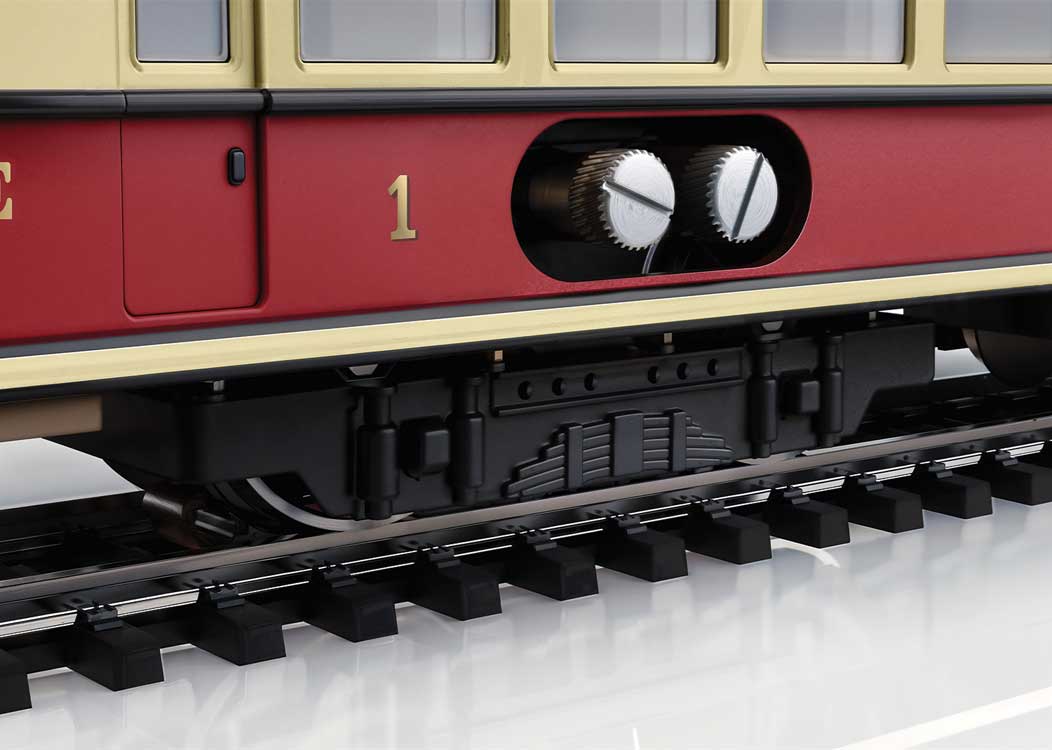 TWE 700 Replica Powered Rail Car - 3-Rail - Digital -- Red, Ivory, Silver-3