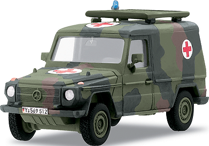 4MFOR Metal Military Mission(R) Modern German Army (BW) Diecast Model -- "Wolf" All-Terrain Vehicle - Medical Corps First Aid Unit