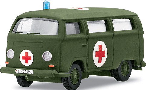 4MFOR Metal Military Mission(R) Modern German Army (BW) Diecast Model -- Volkswagen T2 Van; Medical Corps Ambulance/Transport