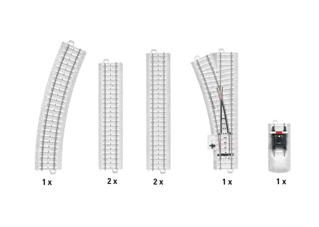 C Track Extension Set - Snow-Covered Track - 3-Rail - Start Up -- Turnout and Track for a Spur-2