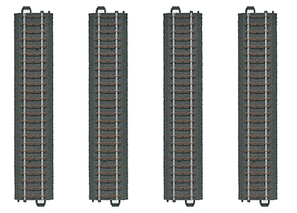 3-Rail C Track - My World -- Straight Sections pkg(4) 7-13/32"  18.8cm