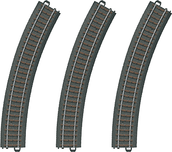 3-Rail C Track - My World -- Curved Sections pkg(3) 17-1/4" 43.8cm Radius R2 30-Deg (12 Sections = Circl